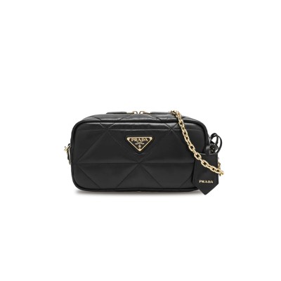 PRADA BLACK QUILTED LEATHER CAMERA BAG 1BH197 (22*11*7cm) 